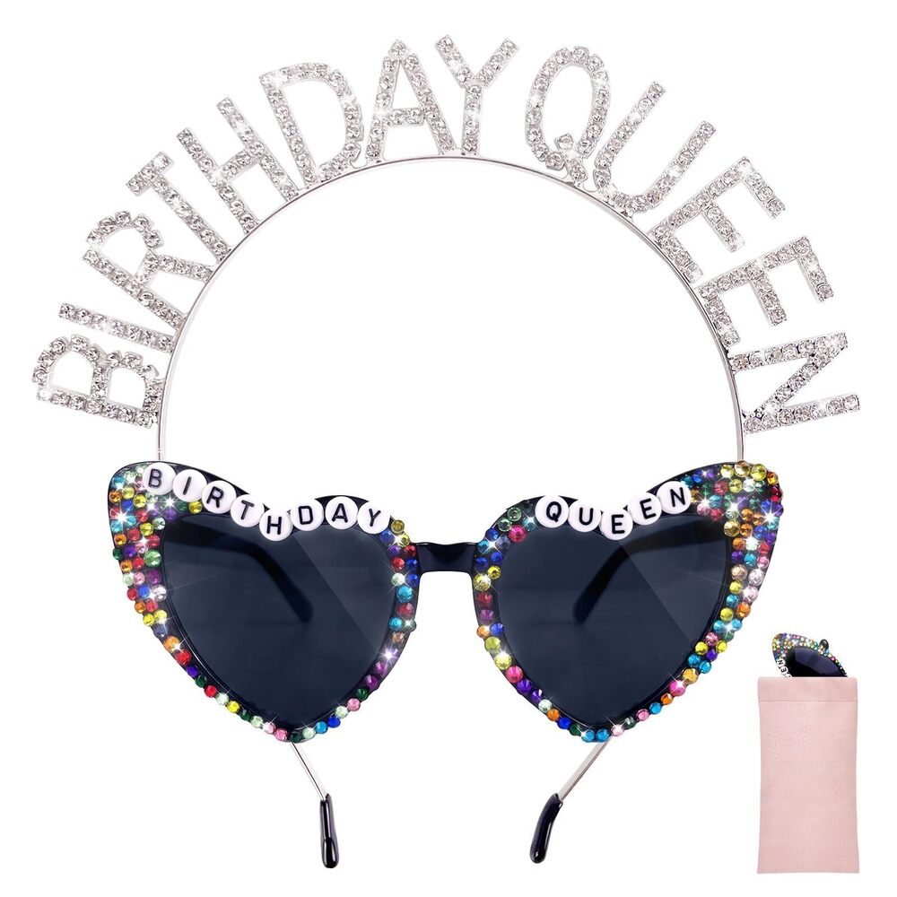 6316 Birthday Queen Sunglasses with Crown, Birthday Glasses Headband Tiara
